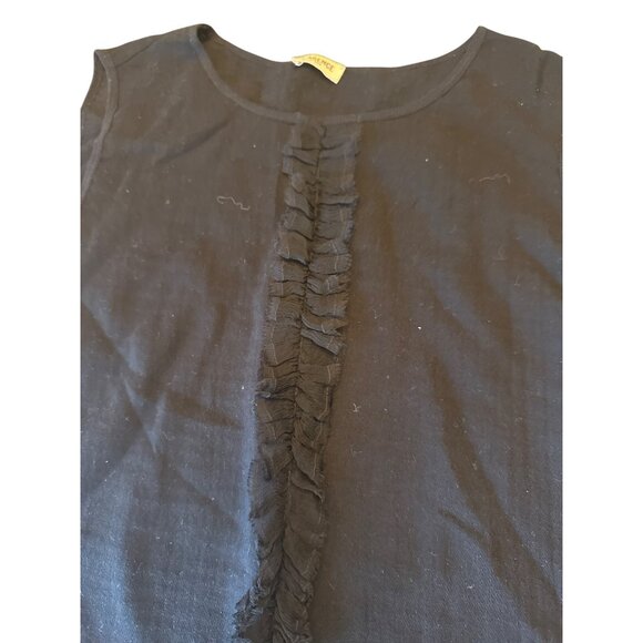 LAgence Womens Black Sleeveless Ruffle Front Shift Dress Sz 2 Wool Botton Blend - Picture 2 of 6